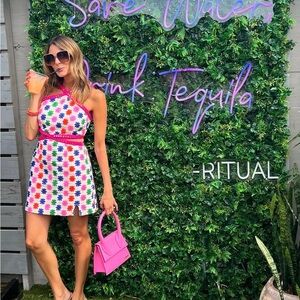 Colorful Floral Halter Dress